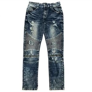 Men's CJ Black Premium moto biker jeans 30x32